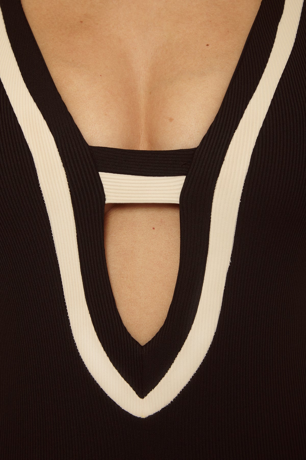 Coast Line One Piece Swimsuit - Black/Tan