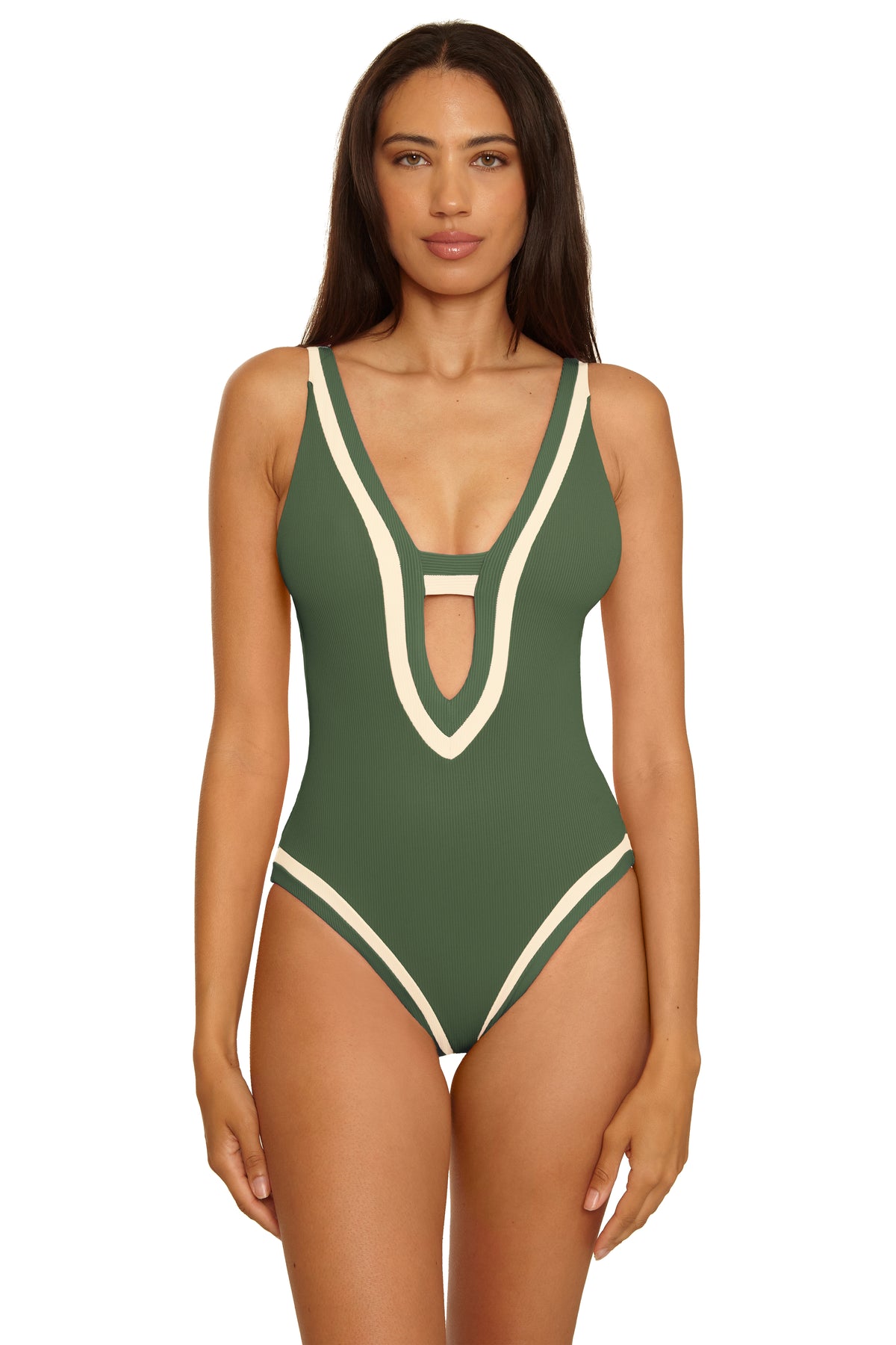 Coastline Rib One Piece Swimsuit - Kelp