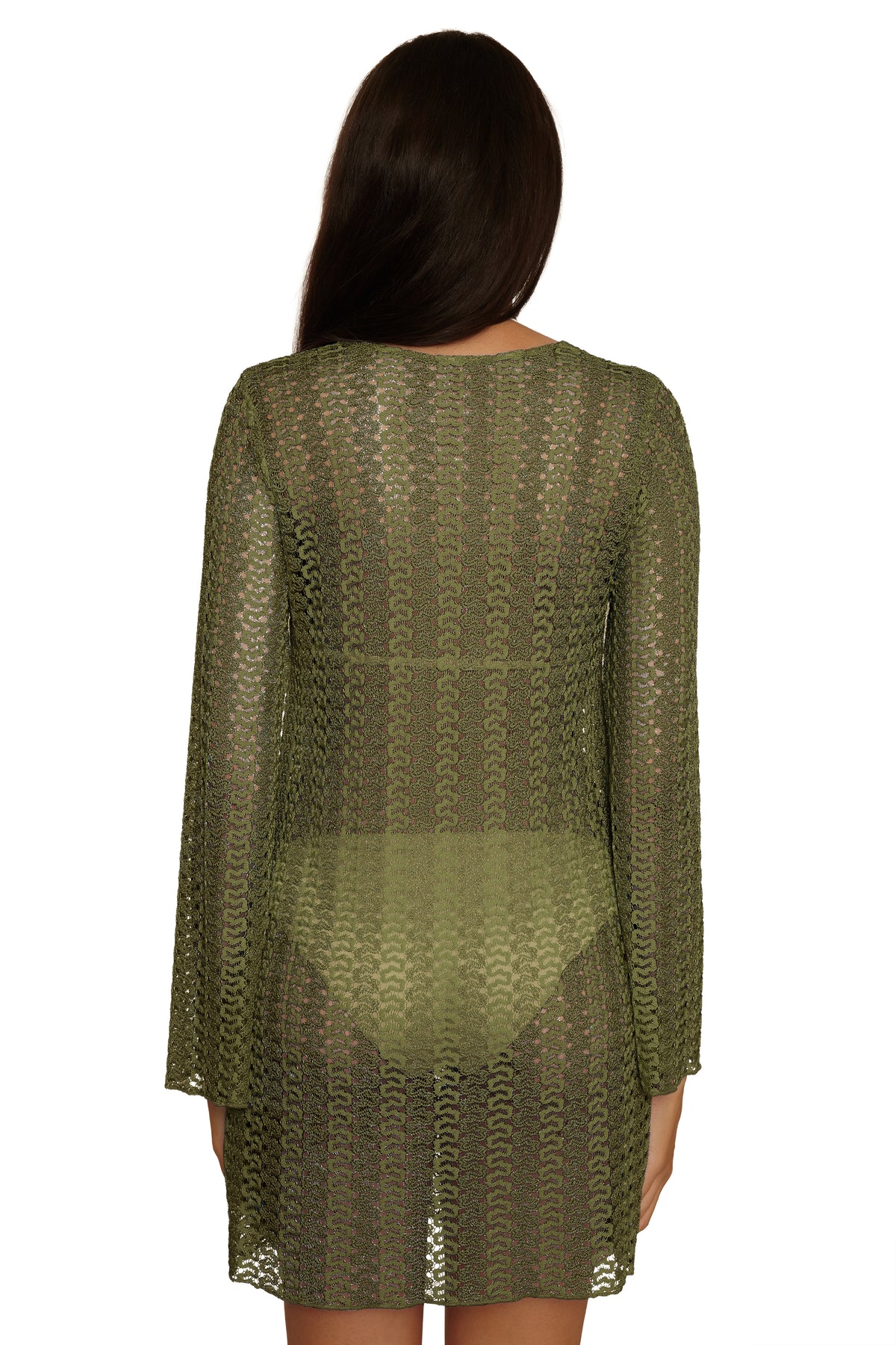 Golden Buckle Crochet Tunic Coverup - Kelp