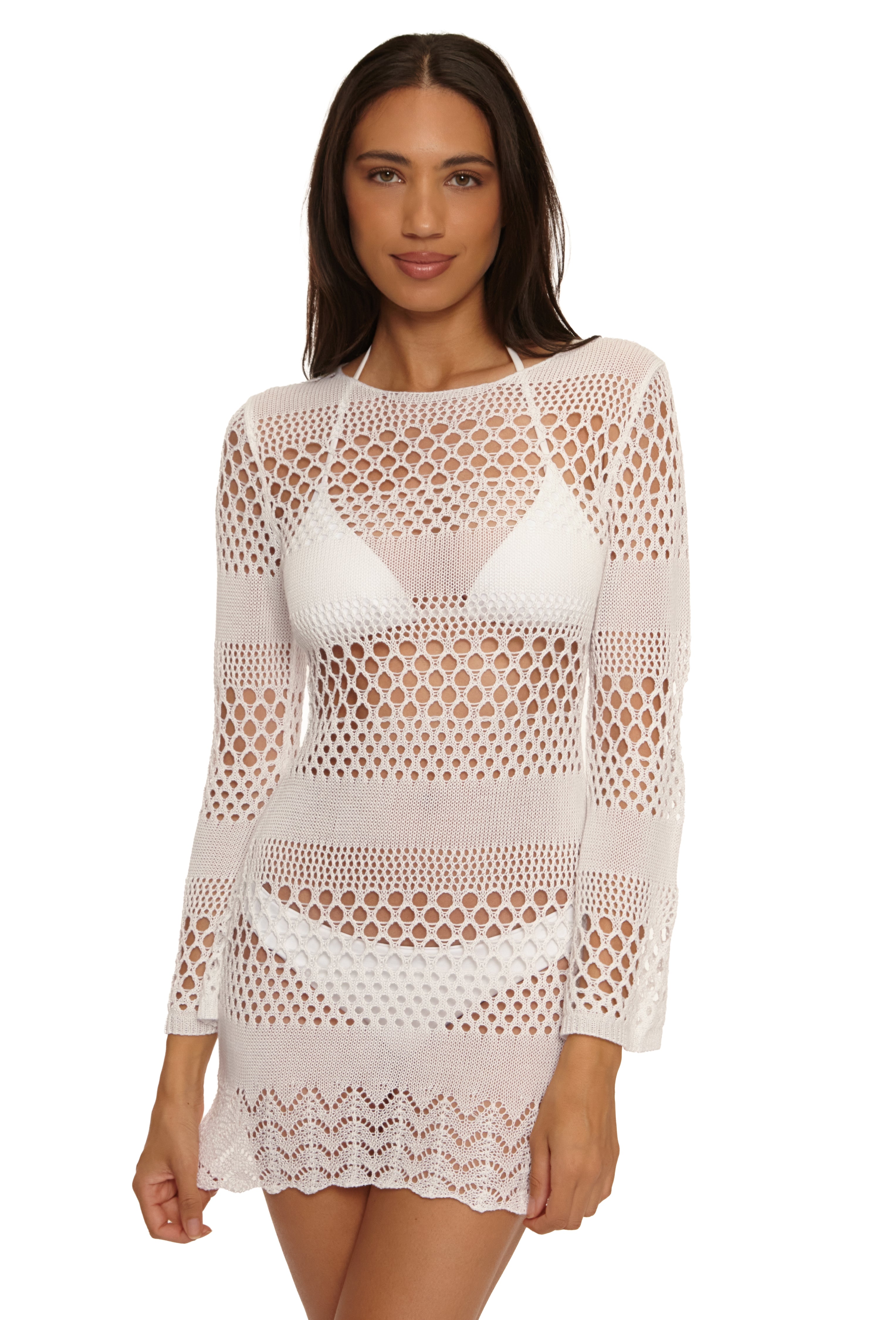 Treasure Island High Boat Neck Cover-up Tunic