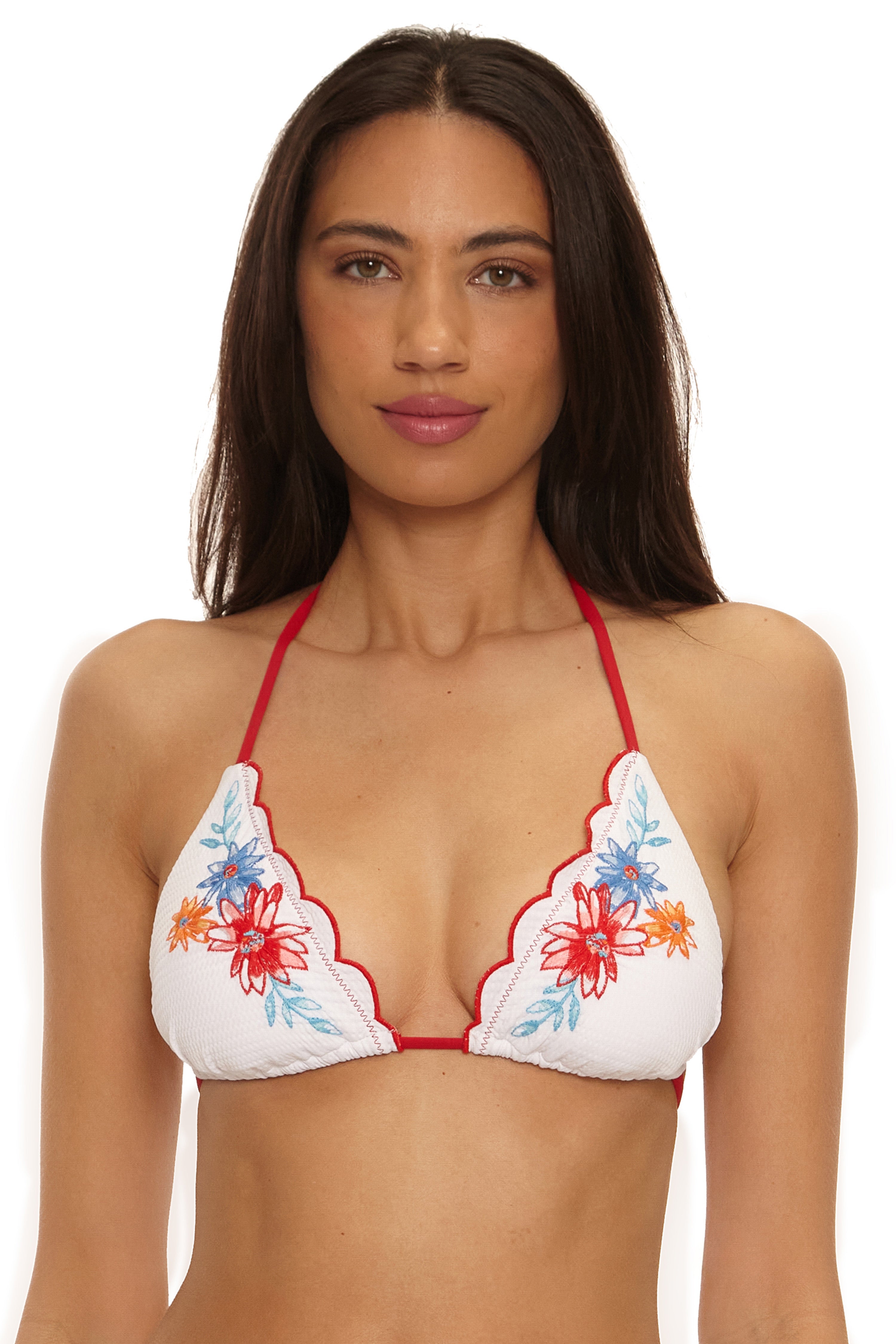 Countryside Embrioidery Triangle Bikini Top