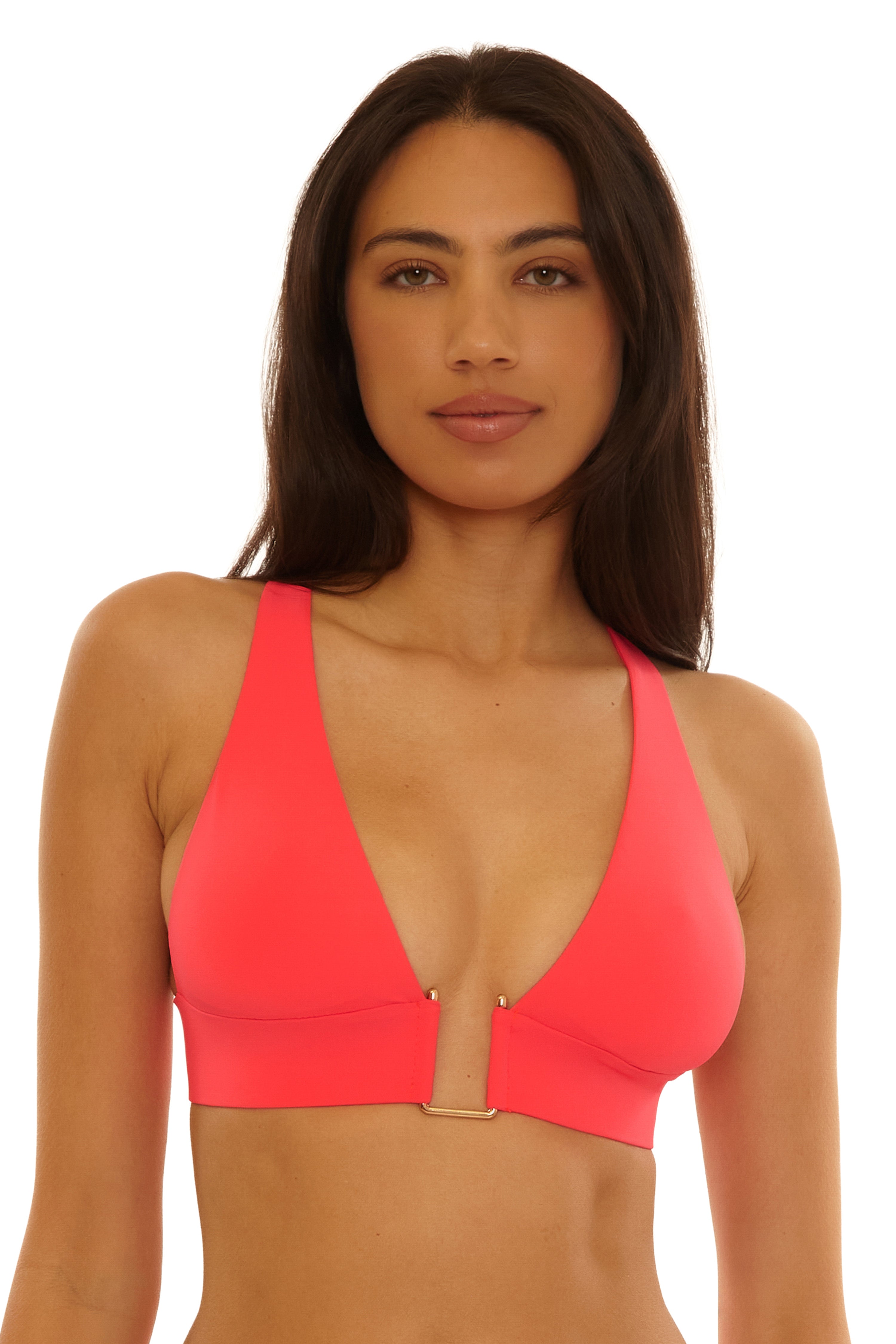 Color Code U-Buckle Halter Bikini Top