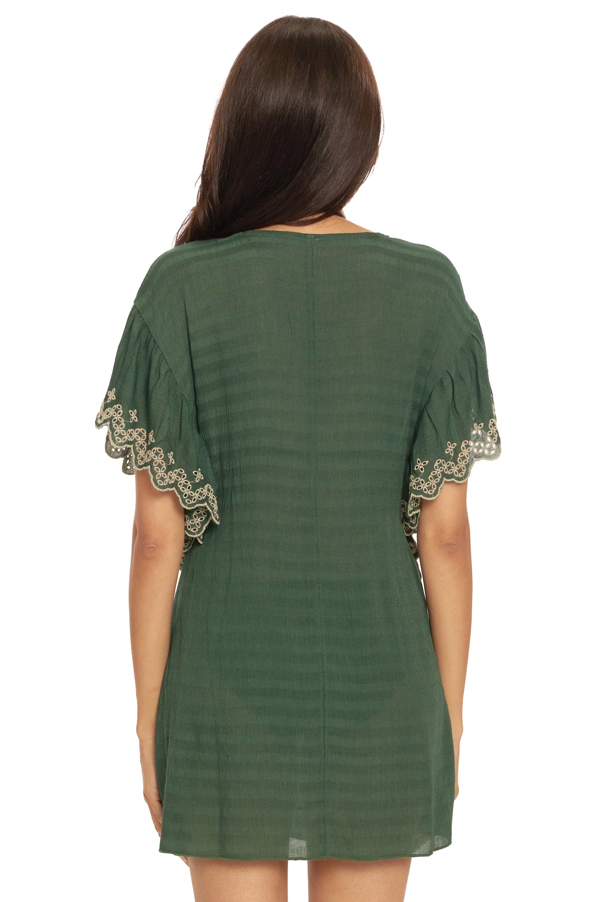 Barbados V-Plunge Tunic Coverup - Kelp/Tan