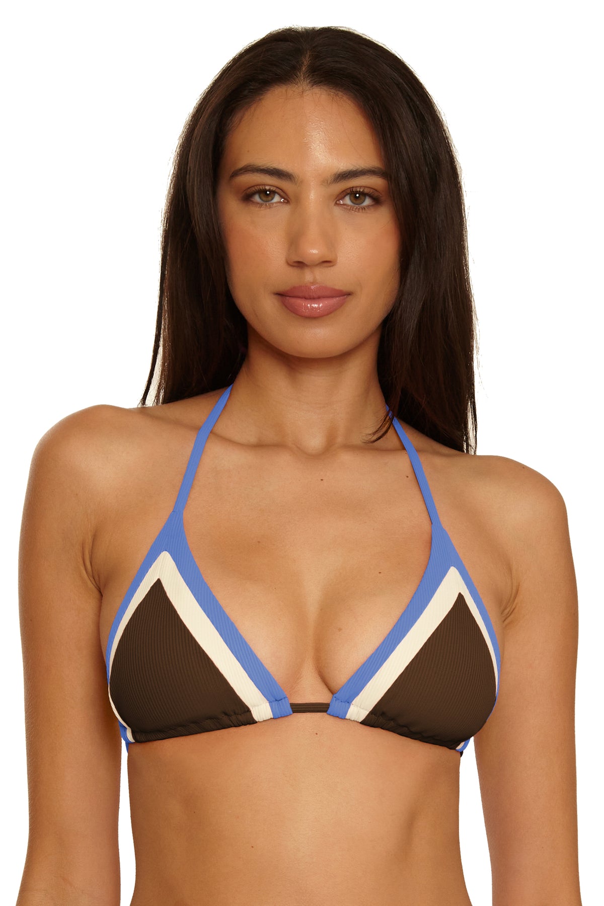 Coast Line Triangle Bikini Top - Chocolate