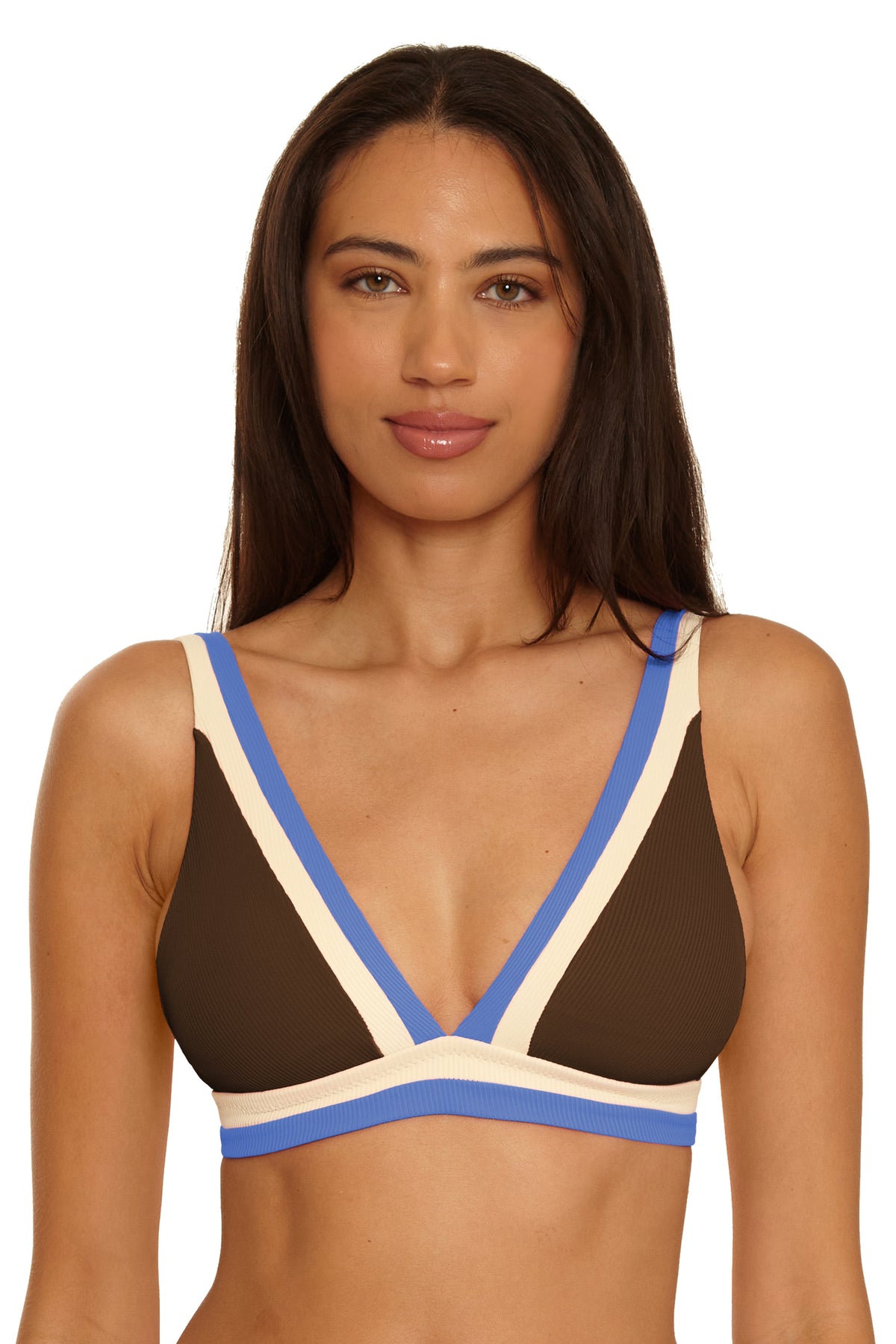 Coast Line Halter Bikini Top - Chocolate