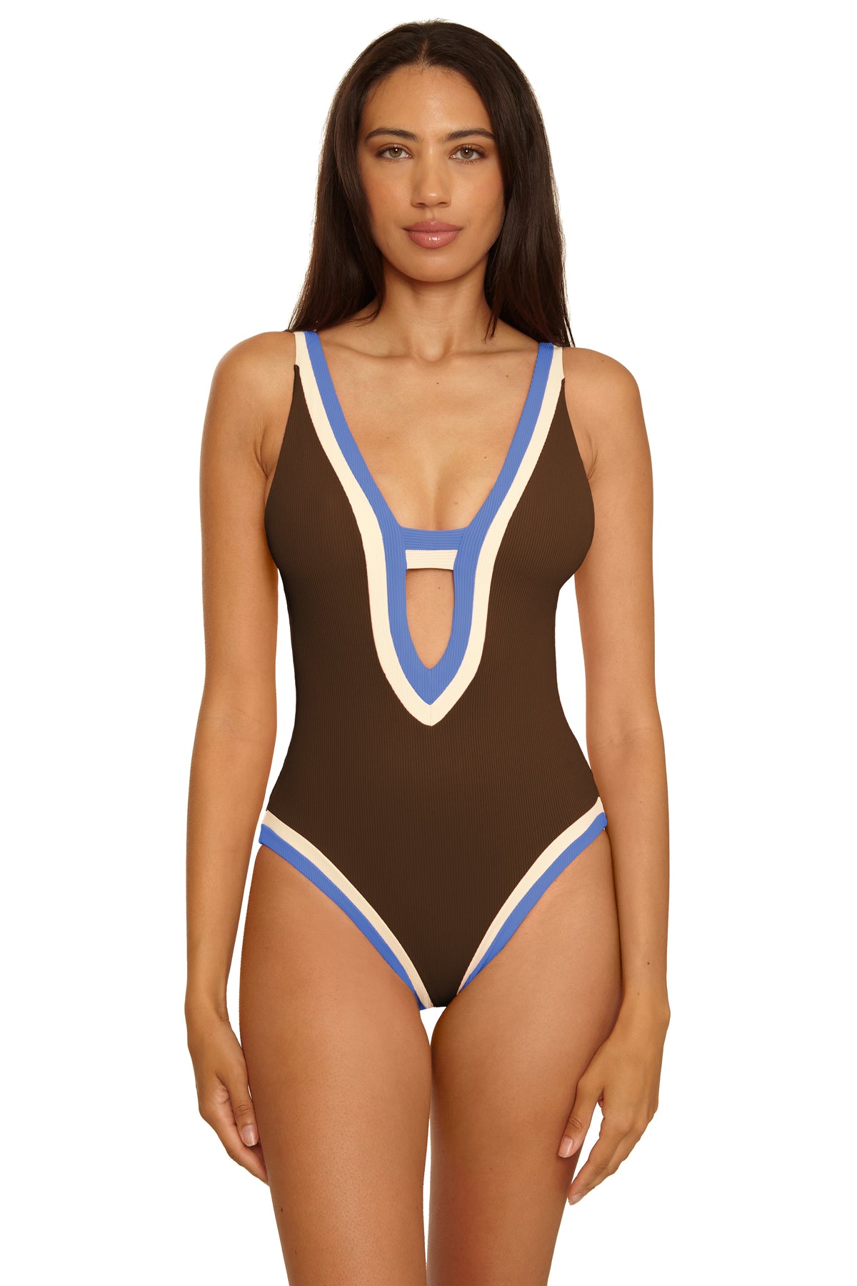 Coast Line One Piece Swimsuit - Chocolate