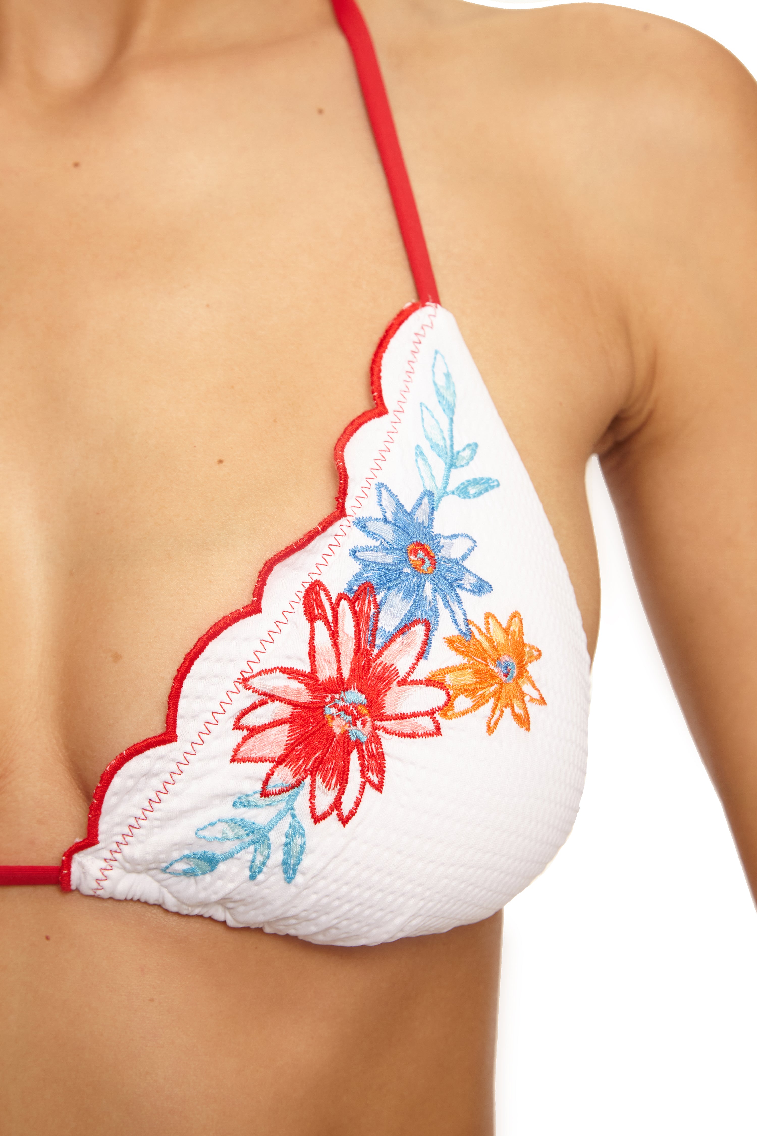 Countryside Embroidery Triangle Bikini Top