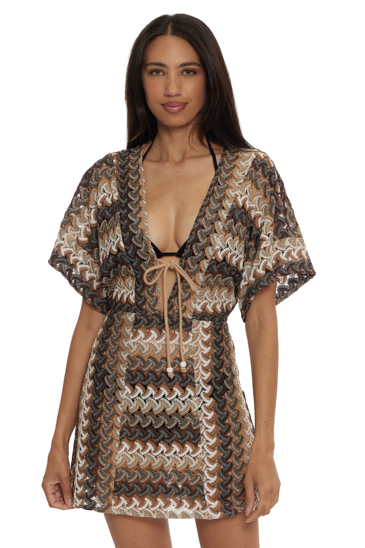 Laguna Crochet Tunic Cover-Up - Chocolate