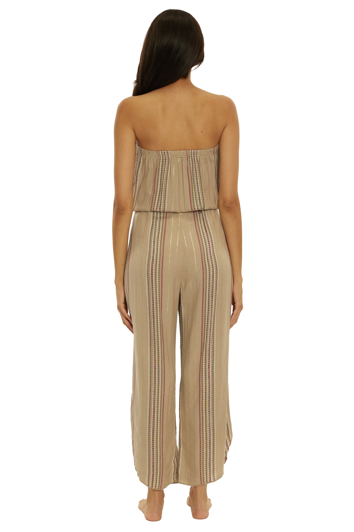Radiance Stripe Jumpsuit Coverup - Latte/Kelp/Rose